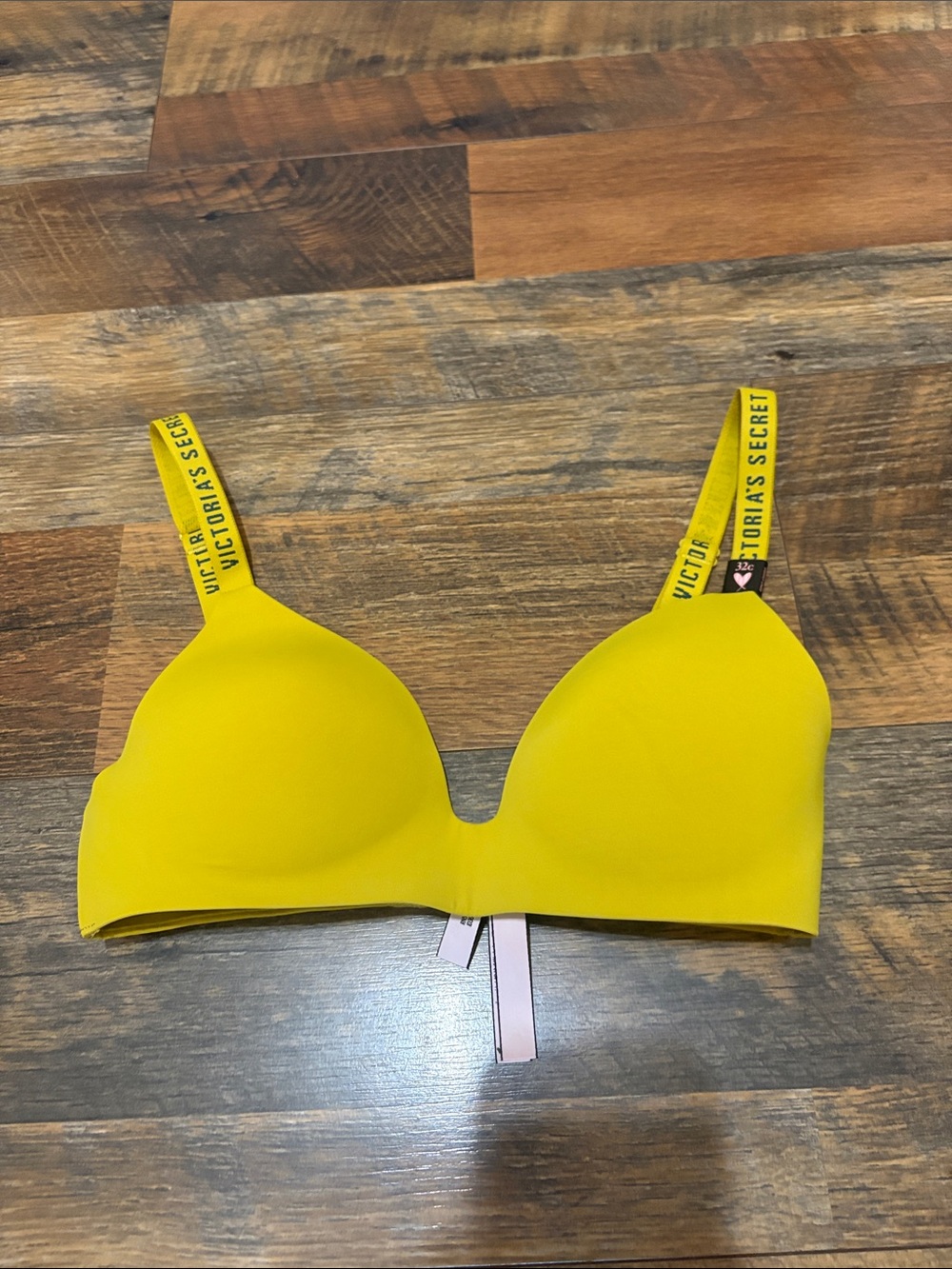 Victoria's Secret Bright Yellow Wireless T-Shirt Bra with Logo Straps